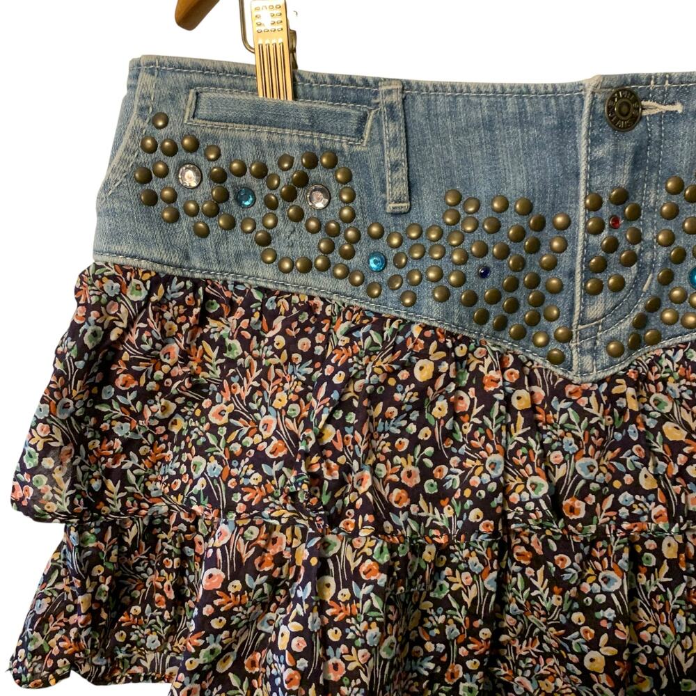Express Jeans Floral Bejeweled Mini Skirt sz 10 - Picture 7 of 12